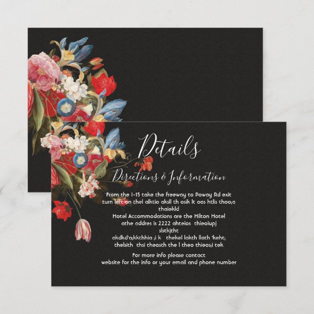 RSVP Detalhes e cartão de informação do casamento Flora (Frente/Verso)