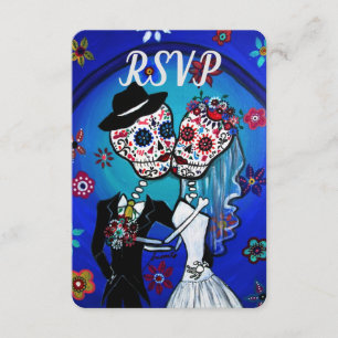 RSVP Dia de los Muertos Cartão de Resposta de Casa