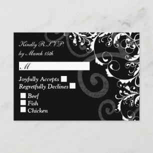 RSVP do casamento Black and White Swirl