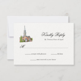 RSVP do casamento da Igreja de Watercolor Elegante