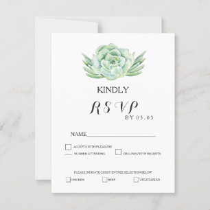 rsvp do casamento do succulent do celadon da