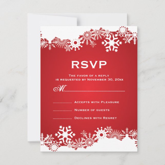 RSVP do casamento no inverno branco vermelho Snowf (Frente)