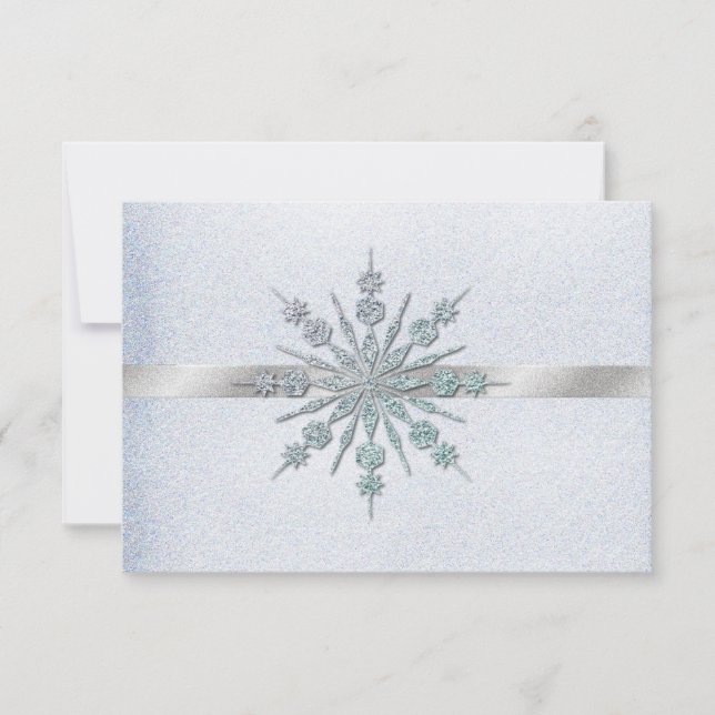 RSVP do Casamento no inverno Crystal Snowflakes (Frente)