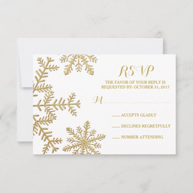 RSVP do Casamento no inverno Glitter Snowflakes Do (Frente)