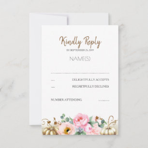 RSVP do Casamento outono Floral Floral Rosa-Pumpki