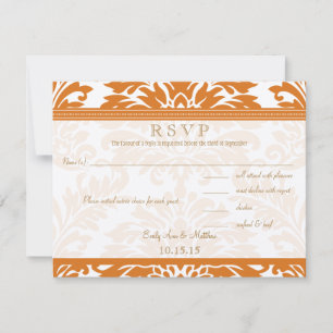 RSVP do Casamento tema damasco de Feira e Coral do