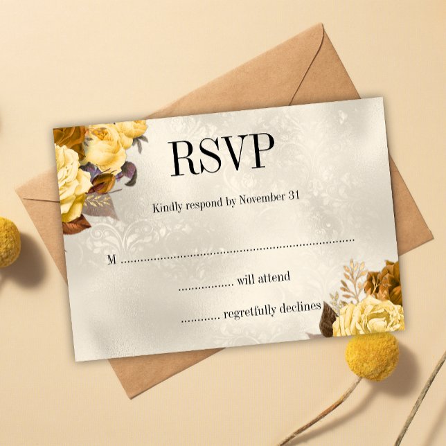 RSVP do Casamento tema damasco de Rosa Dourado Vin (Criador carregado)