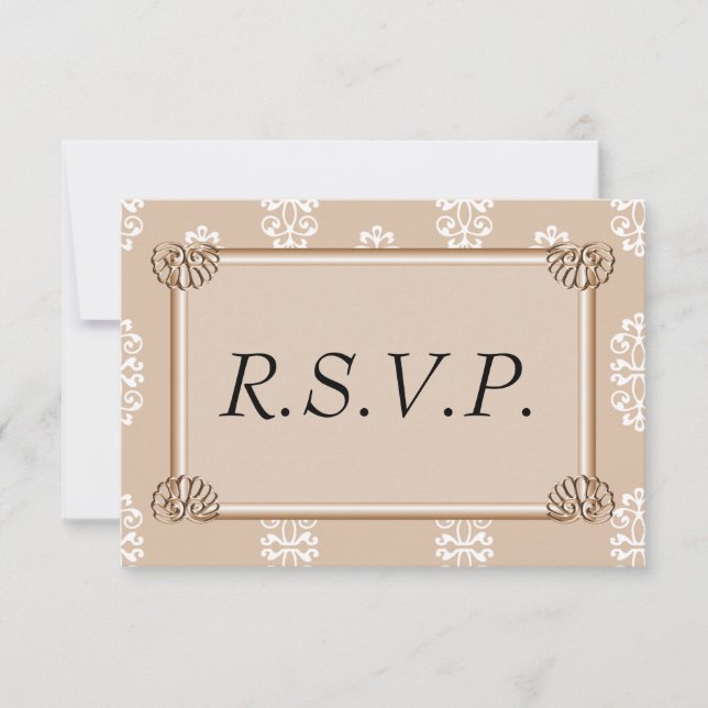 RSVP do Casamento tema damasco Peach (Frente)