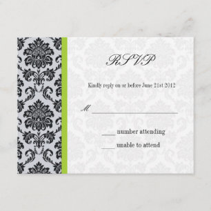 RSVP do Casamento tema damasco Verde