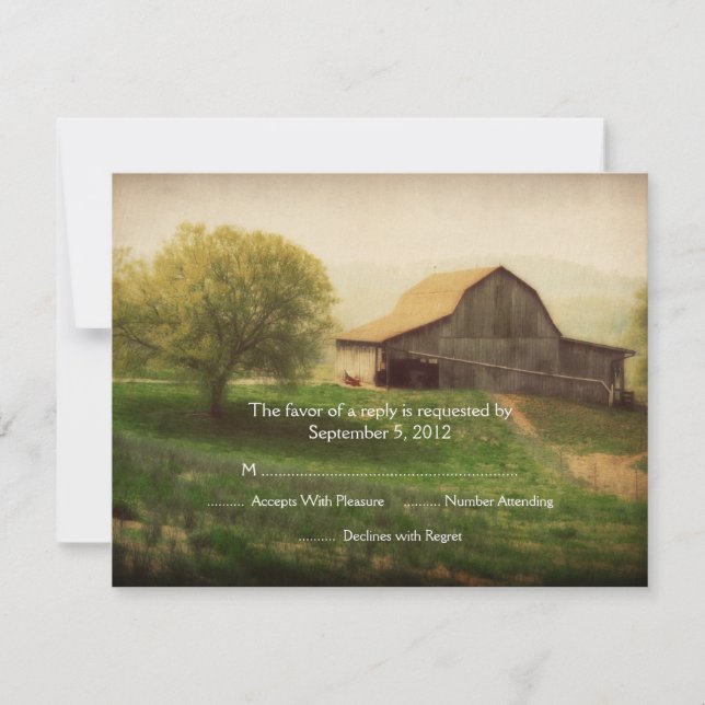 RSVP do Casamento vintage da Barn (Frente)