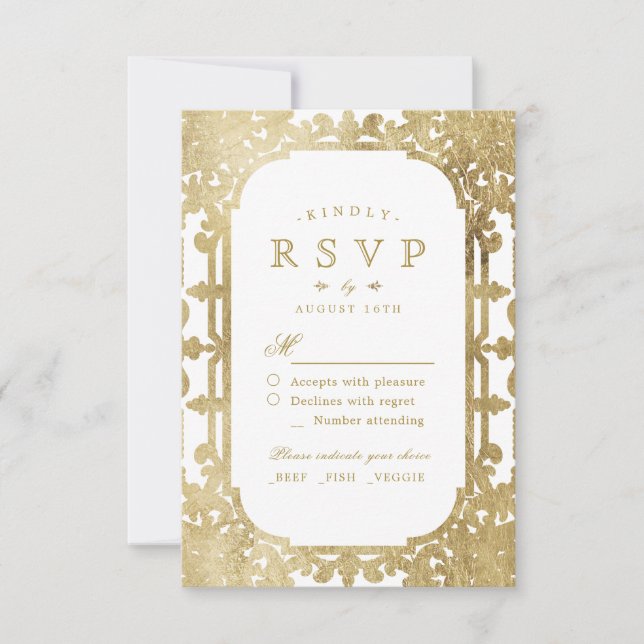 RSVP do casamento vintage romântico do ornamentado (Frente)