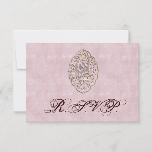 RSVP do Casamento vintage rosa Elegante (Frente)