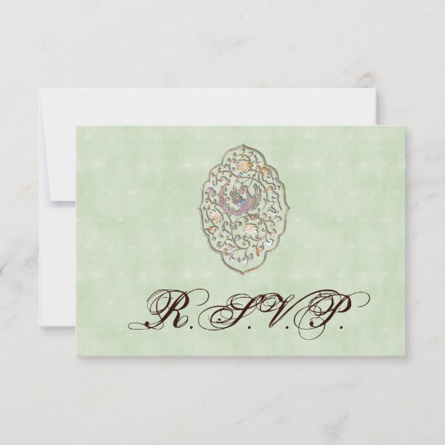 RSVP do Casamento vintage Verde Elegante (Frente)