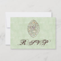 RSVP do Casamento vintage Verde Elegante