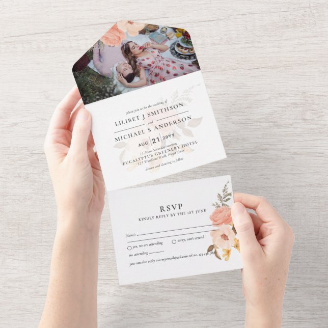 RSVP do Convite de casamento de FOTO de Bronze de  (Aba destacável)