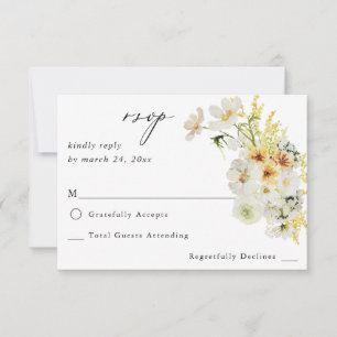 RSVP do Floral Branco e Amarelo
