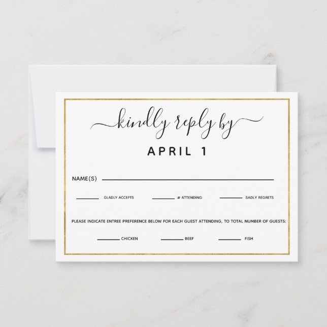 RSVP do Janto de Recepção de Escolha de Refeição P (Frente)