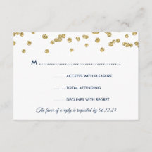 RSVP do Marinho de Casamento de Confetti com Faux