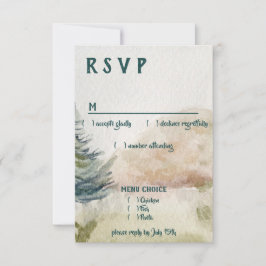 RSVP do Menu de Casamento Evergreen da Porta da Mo