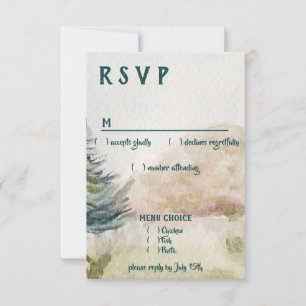 RSVP do Menu de Casamento Evergreen da Porta da Mo