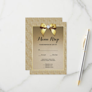 RSVP do Menu de Casamento Gem Dourado e Na moda