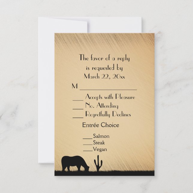 RSVP do Menu de Casamento Ocidental (Frente)