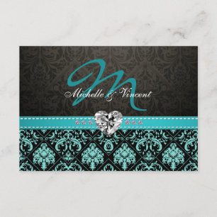RSVP do Monograma Azul Aqua e Negro