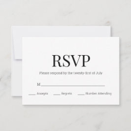 RSVP do Monograma Branco Preto Moderno