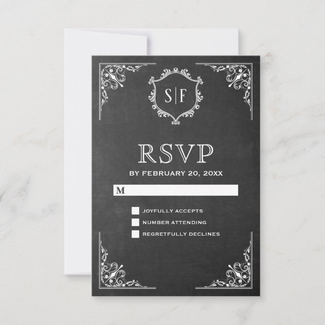 RSVP do Monograma do Ornamentado de quadro (Frente)