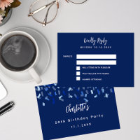 RSVP do partido de confete azul de aniversário