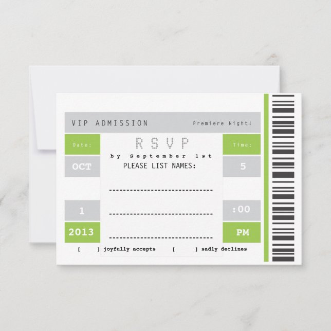 RSVP do Stub de Tíquete do Concert (Frente)