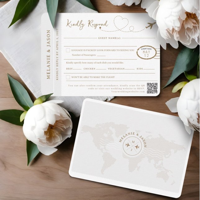 RSVP do Tema Viagem de Casamento de Destino do Pas (Passport Destination Wedding Travel Theme RSVP)