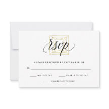 RSVP Dourada de Diamante Geométrico Moderno Minima