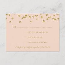 RSVP Dourada Faux Glitter Confetti Blush Rosa