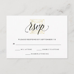 RSVP Dourado de Diamante Geométrico Moderno Minima