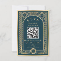 Dourado Ornate - Cartão de recinto de casamento
