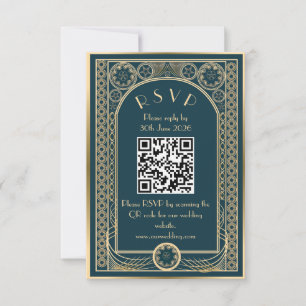 RSVP Dourado Ornate - Cartão de recinto de casamento