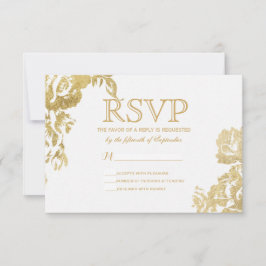 RSVP Dourado Simples de Rosa Floral Moderno Elegan