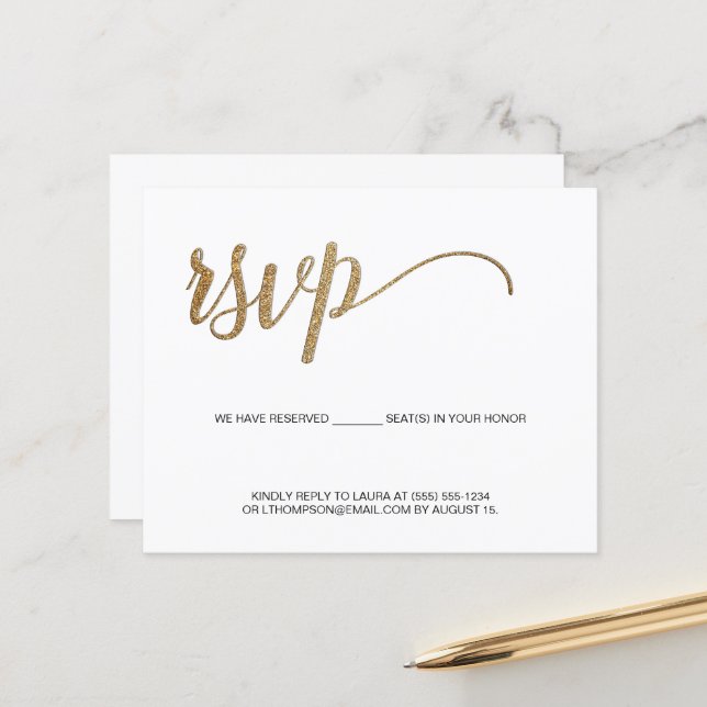 RSVP Dourado Simples e moderno sem enviar o assent (Frente/Verso In Situ)