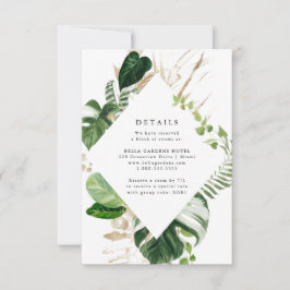 RSVP Dourado tropical | Cartão Pormenores de Casamento