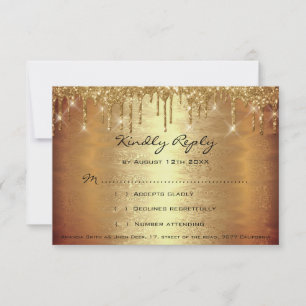 RSVP Drips de Ouro Brilho Casamento Noiva Showe