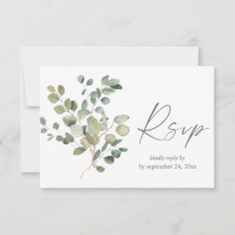 RSVP Duo de folhagem de eucalipto rústico com cartão de