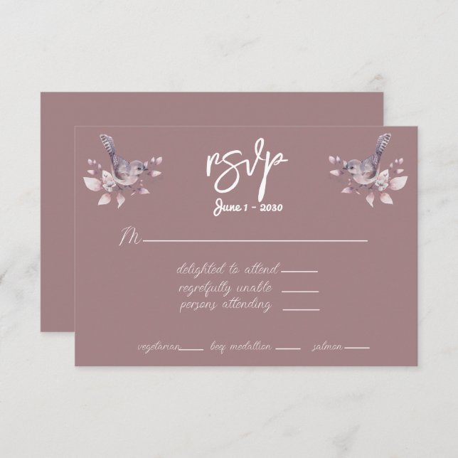 RSVP Dusty Burgundy Watercolor (Frente/Verso)