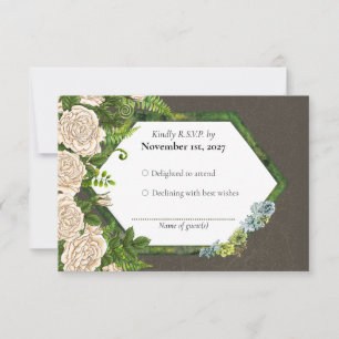 RSVP Earthy rosa fern card rustic com líquhen