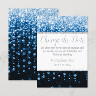 RSVP ELEGANT CARTÃO DE ADIAMENTO DE DIAMANTE AZUL ÁGUA