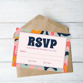 RSVP Elegante de Groovy Azul Cor-de-Rosa Retrotraí