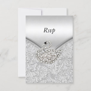 RSVP Elegante Prata  Festa de Aniversário Cisne Br