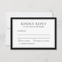 RSVP Elegante Simples Clássico com Elamas Negras