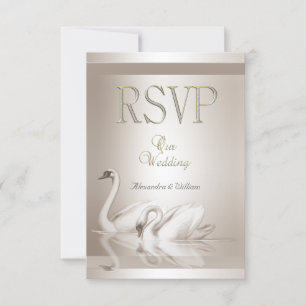 RSVP Elegante Swans Damask Cream White