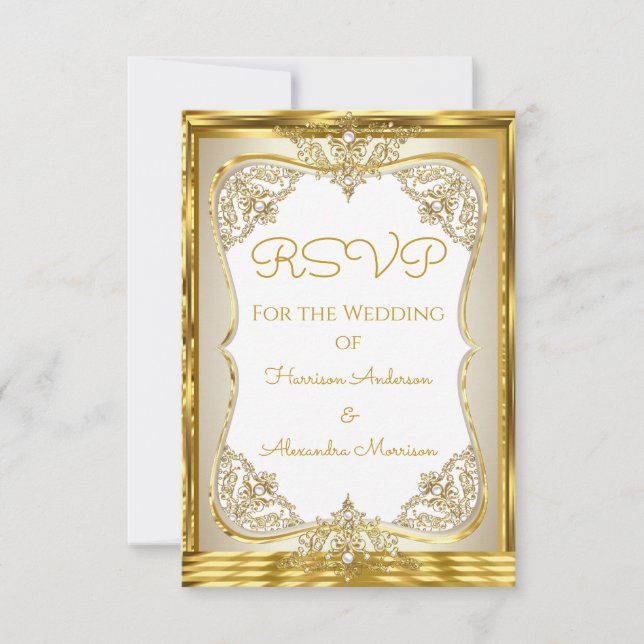 RSVP Elite Casamento Dourado Branco bege Creme Pér (Frente)